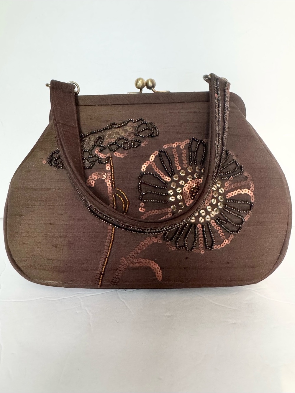 Talbots Silk Embellished Kisslock Handbag - Picture 7 of 16